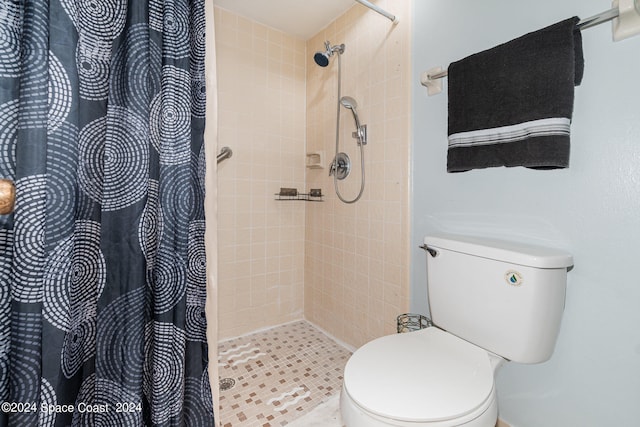 bathroom featuring walk in shower and toilet