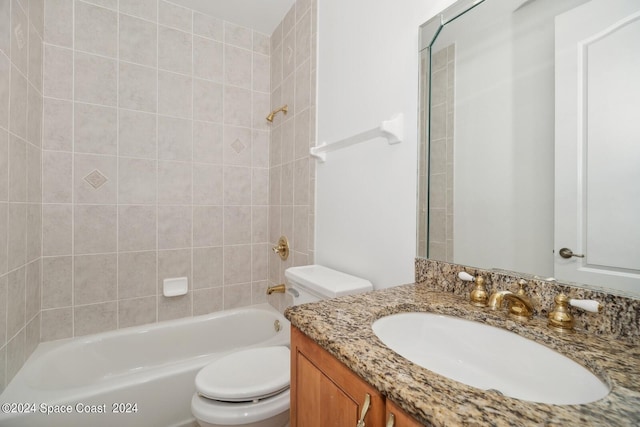 full bathroom with vanity, toilet, and shower / bathtub combination