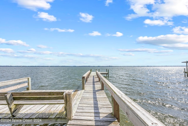 view of dock featuring a water view