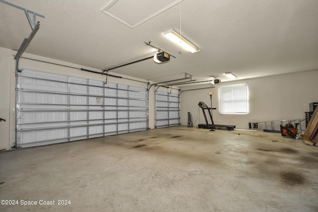 garage with a garage door opener