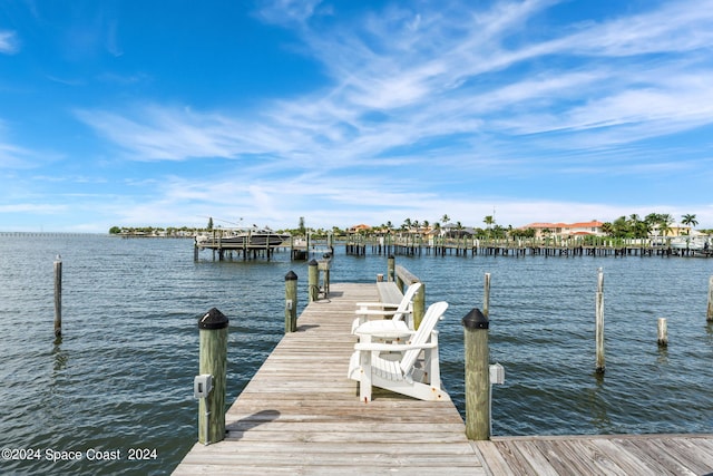 view of dock featuring a water view