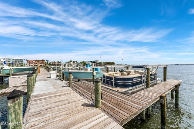 view of dock featuring a water view