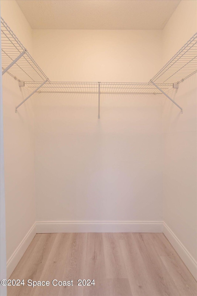 walk in closet with hardwood / wood-style floors