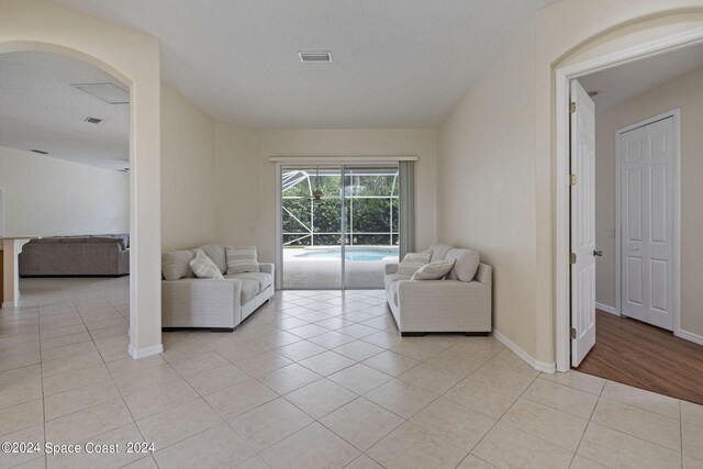 living room with light hardwood / wood-style floors