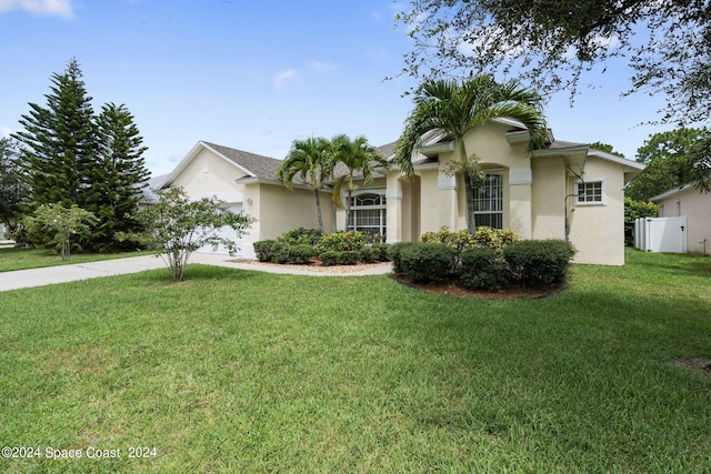 ranch-style house featuring a front yard