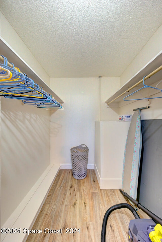 spacious closet featuring light hardwood / wood-style flooring