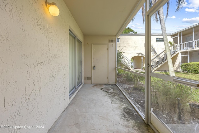 view of unfurnished sunroom