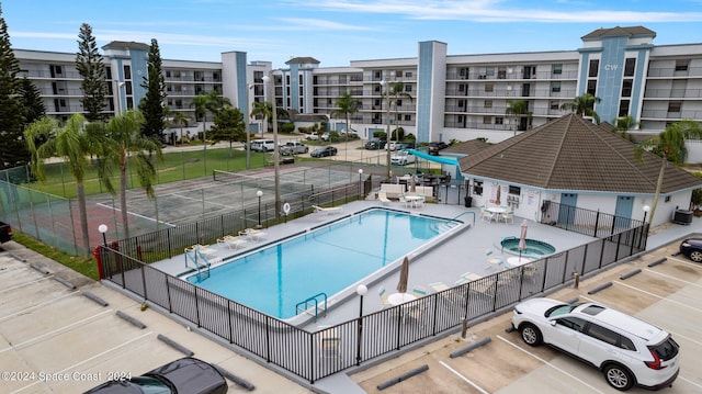 view of swimming pool featuring a patio