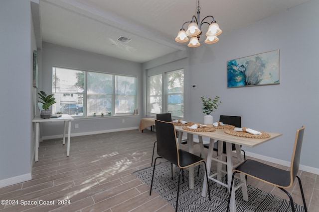 dining room featuring an inviting chandelier