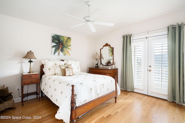 5280 95th St, Sebastian, FL 32958 - bedroom featuring access to outside, light wood finished floors, and ceiling fan