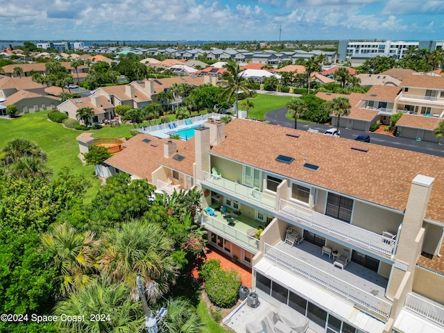 drone / aerial view with a residential view