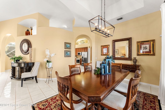 view of tiled dining room