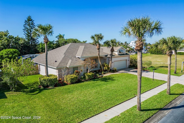 view of front of home with a garage and a front yard