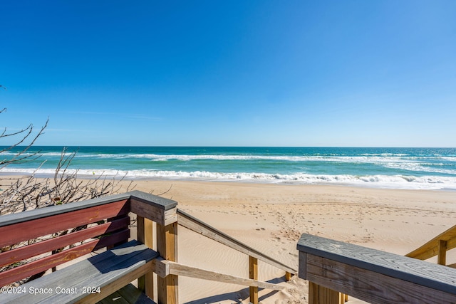 view of water feature featuring a beach view