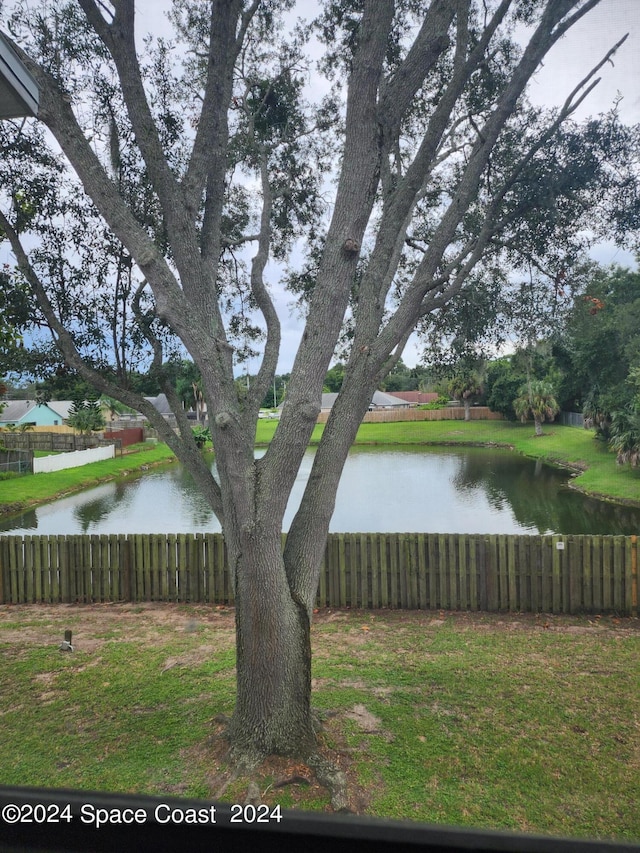 view of yard featuring a water view