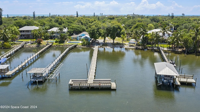 view of dock featuring a water view