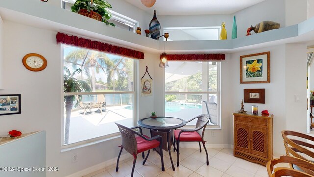 view of tiled dining room