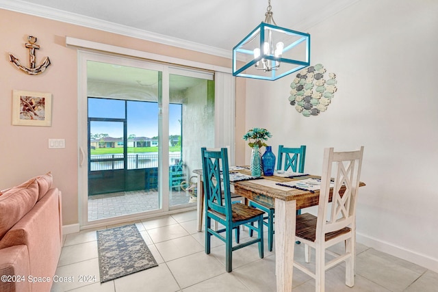 dining space featuring baseboards and ornamental molding