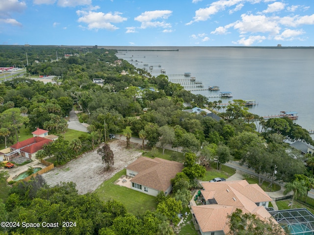 bird's eye view featuring a water view