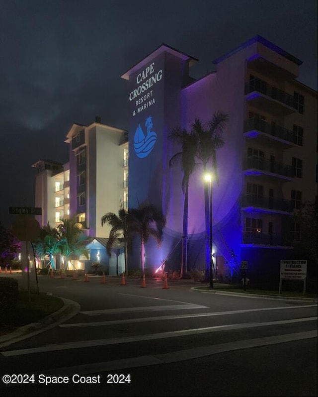 view of property at night