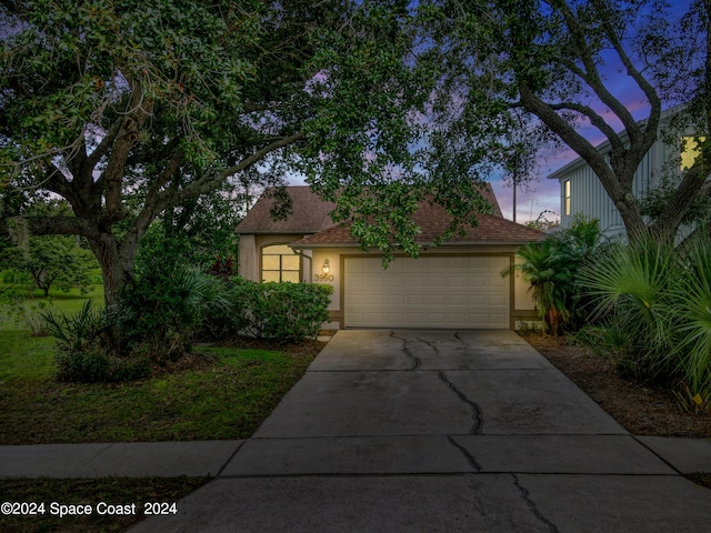 view of front of home with a garage