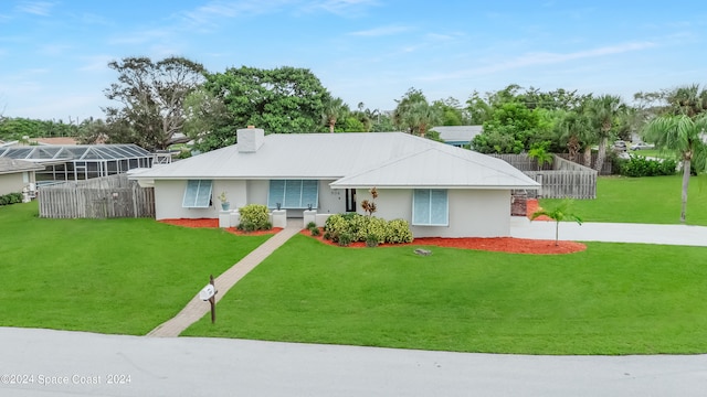 single story home with a front yard