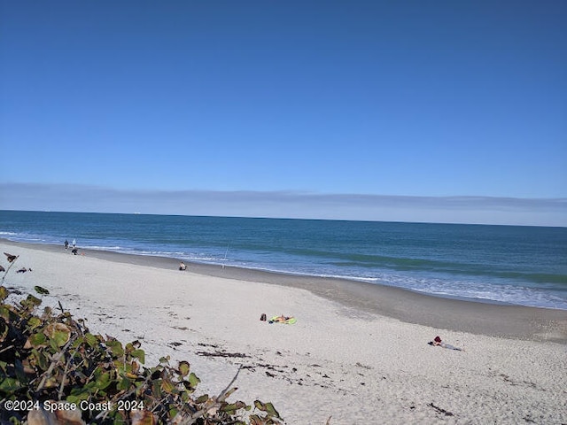 view of water feature with a beach view