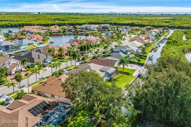 bird's eye view featuring a water view