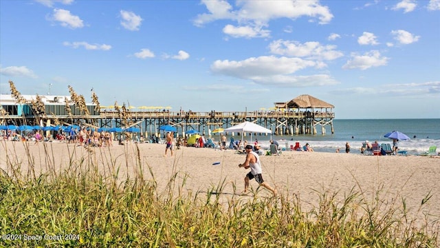 view of water feature featuring a view of the beach