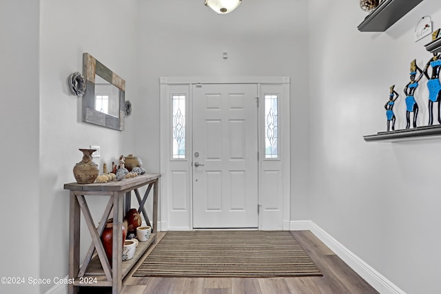 foyer entrance featuring hardwood / wood-style floors