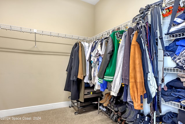 walk in closet featuring carpet