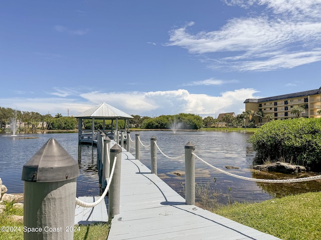 dock area featuring a water view