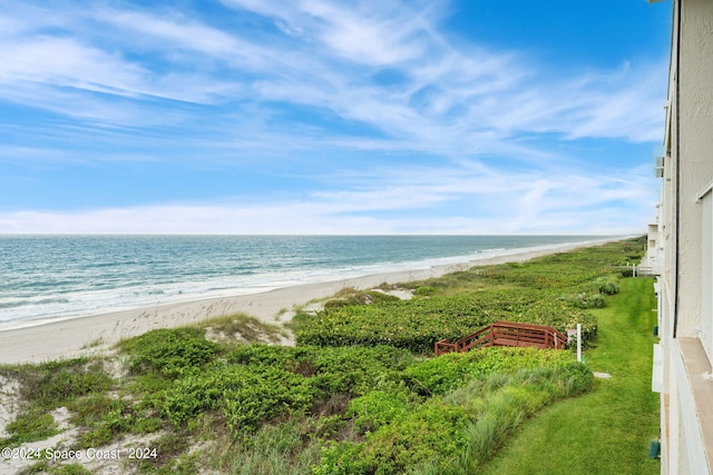 property view of water featuring a view of the beach