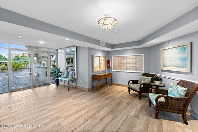 living area with light wood-type flooring