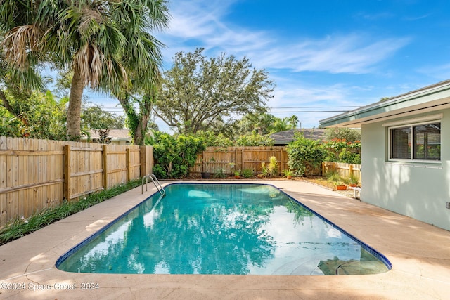 view of swimming pool with a patio area