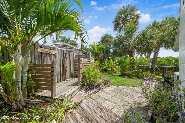 exterior space featuring a wooden deck