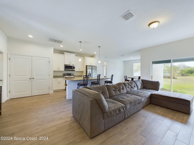 living room featuring light hardwood / wood-style floors