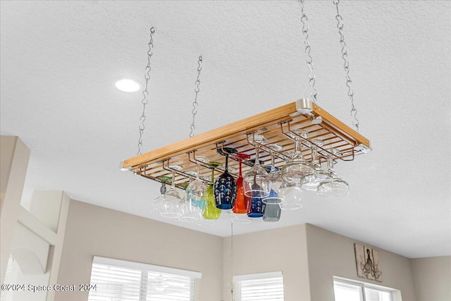 room details with a textured ceiling