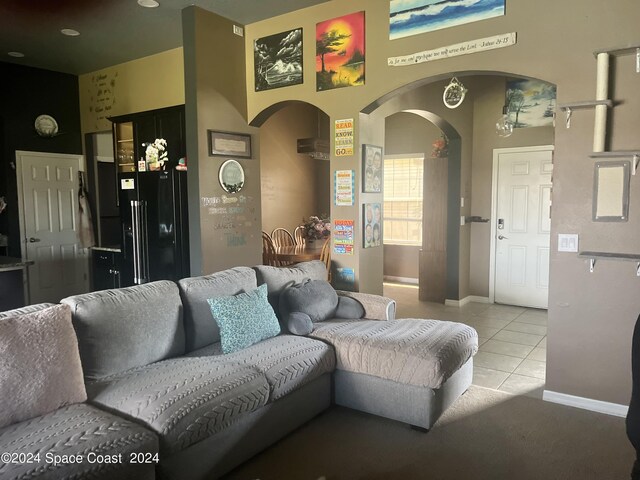 view of tiled living room