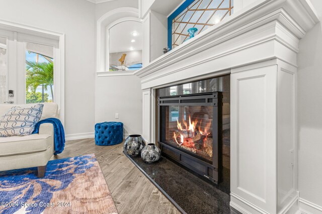 room details featuring wood-type flooring and crown molding