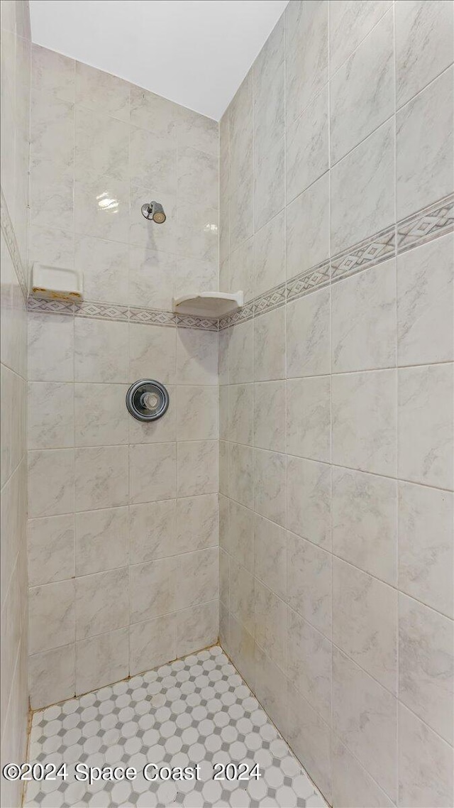 bathroom featuring a tile shower