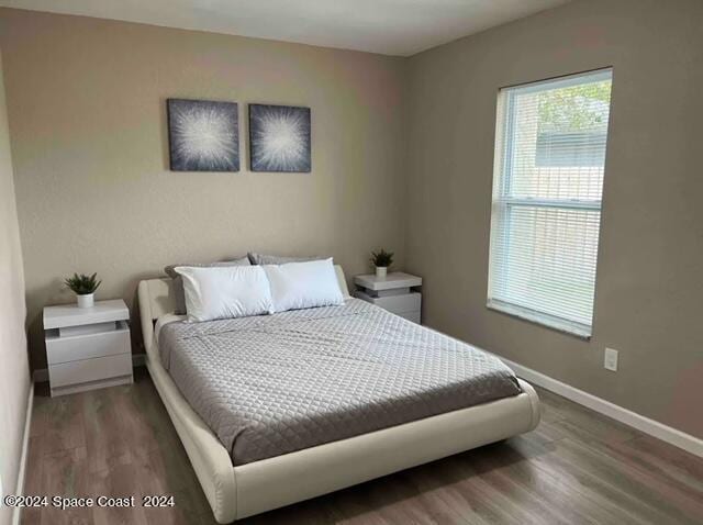 bedroom featuring dark wood-type flooring