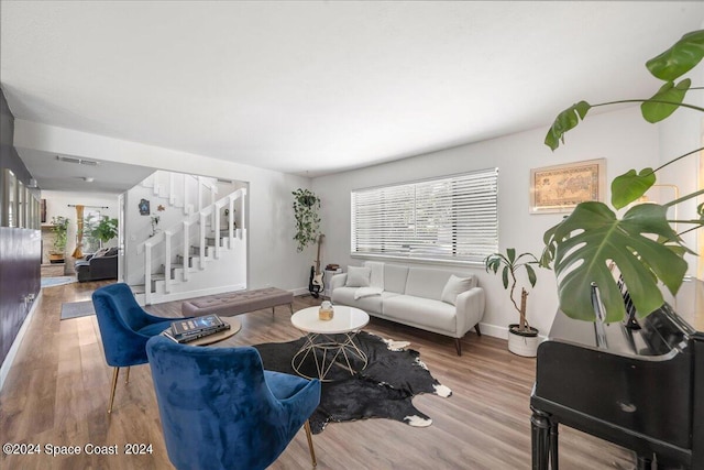 living room with light wood-type flooring