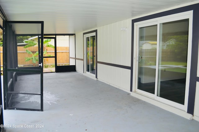 view of unfurnished sunroom