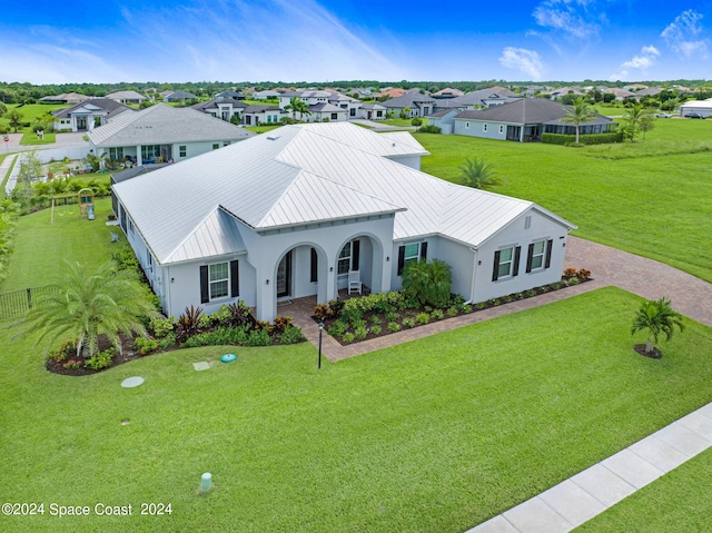 view of front of home with a front yard