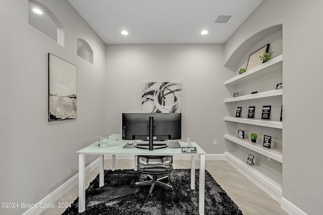 office area featuring light wood-type flooring