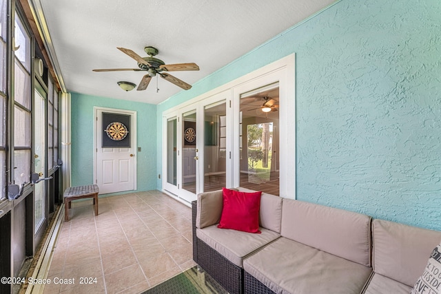 unfurnished sunroom with french doors