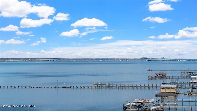 water view with a dock