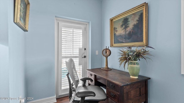 office space featuring hardwood / wood-style flooring and plenty of natural light