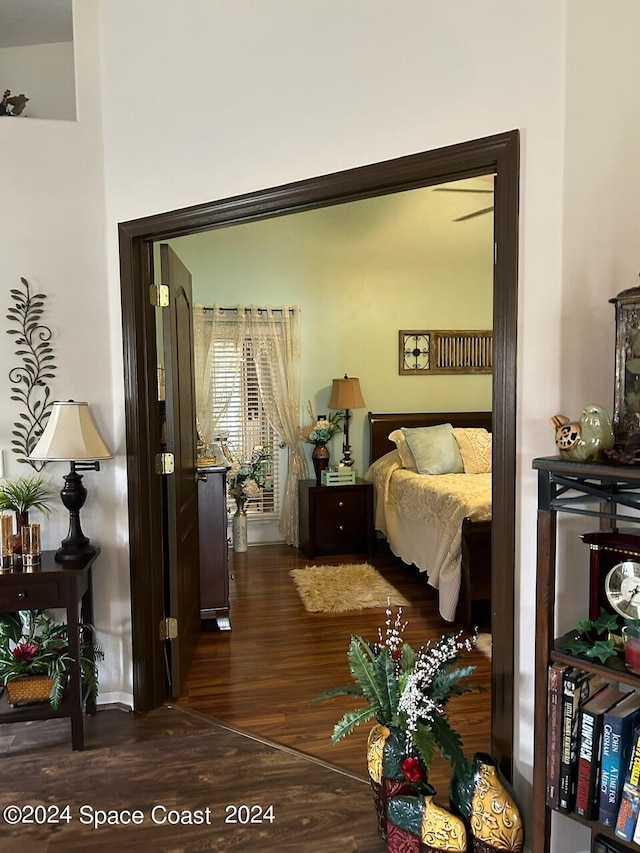 bedroom featuring dark hardwood / wood-style floors